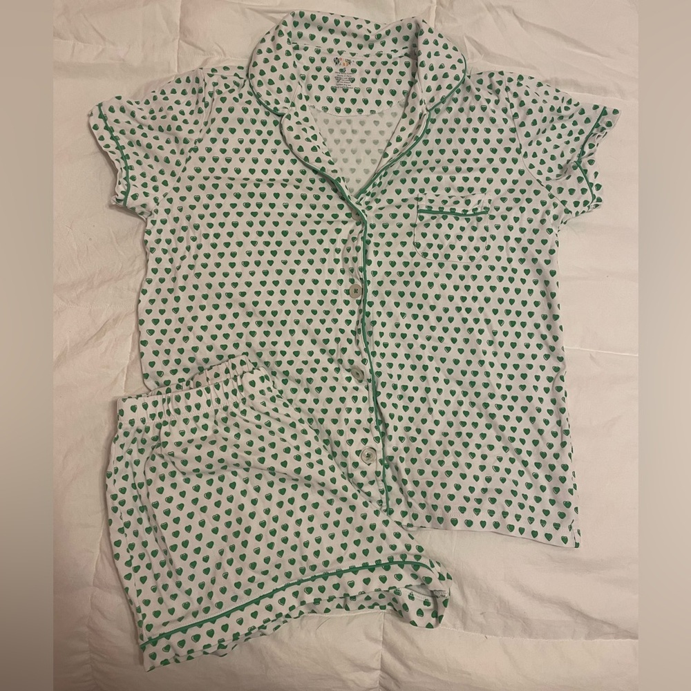 Roller rabbit green heart polo pajamas